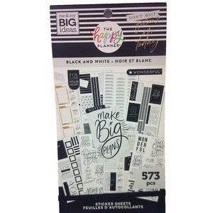 Me & My Big Ideas Happy Planner Black and White Sticker Book Mambi 573 Pcs New